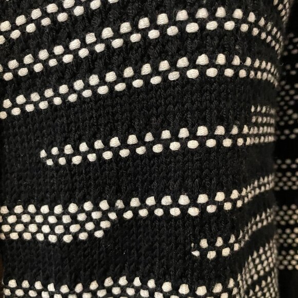 Chicos Womens Black & White Striped Knit Cropped Sleeve Cardigan Sweater Size 1 - Picture 4 of 7